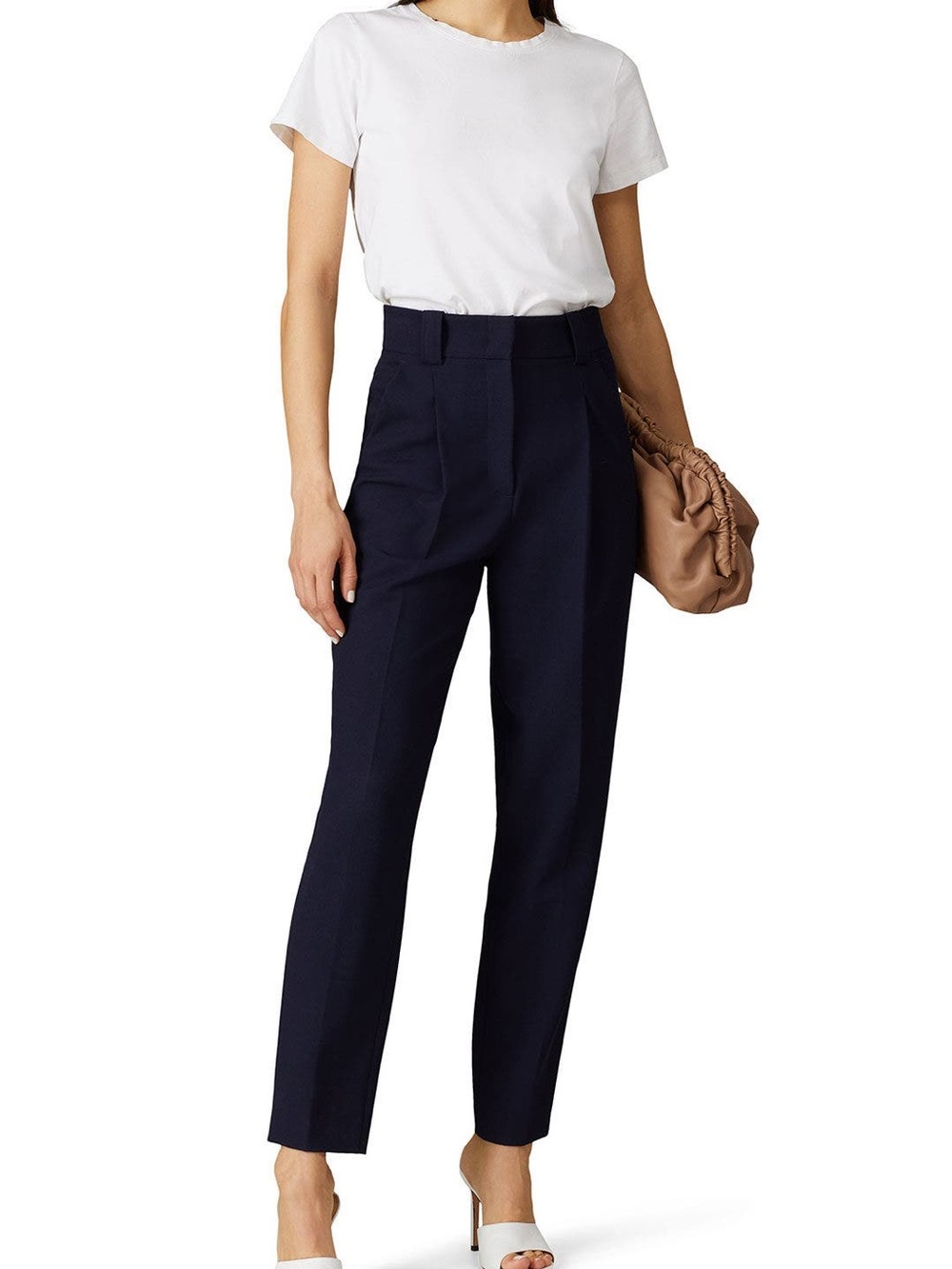 ALC Ankle Cotton Pant Black Tailored Trousers High Waist Women's Size 6 Luxury